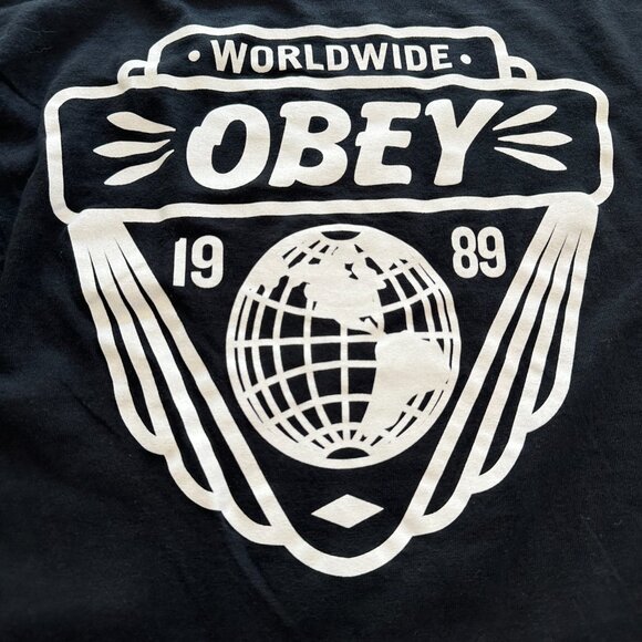 Obey Black and White Vintage Graphic T-shirt Small Streetwear Skate - Picture 5 of 7